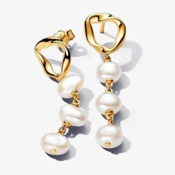 Pendants d’Oreilles Cercle Organique et Perles de Culture Baroques