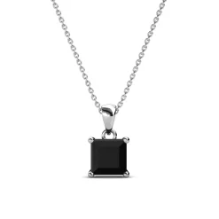 Pendentif Simple Square Argenté et Noir