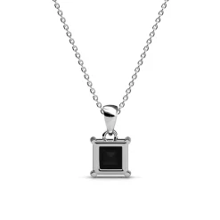 Pendentif Simple Square Argenté et Noir