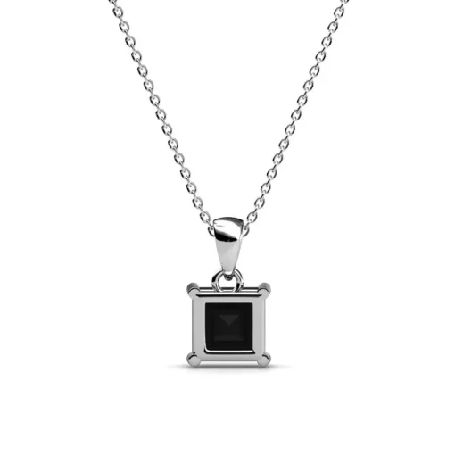 Pendentif Simple Square Argenté et Noir