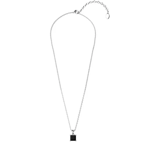 Pendentif Simple Square Argenté et Noir