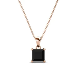 Pendentif Simple Square Or Rose et Noir