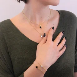 Pendentif Simple Square Or et Noir
