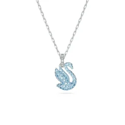 Pendentif Swarovski Iconic Swan Cygne Petit Bleu Métal rhodié