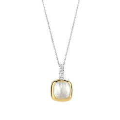 Pendentif Ti Sento - 6829MW Argent Doré Et Doublé Nacre Carré Bélière Pavée