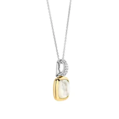 Pendentif Ti Sento - 6829MW Argent Doré Et Doublé Nacre Carré Bélière Pavée