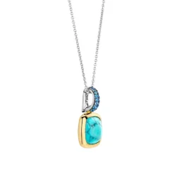 Pendentif Ti Sento - 6829TQ Argent Doré Et Pierre Synthétique Turquoise Carrée Bélière Pavée