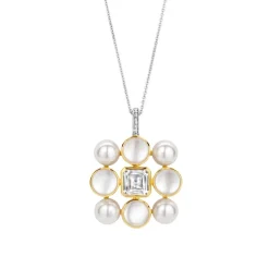 Pendentif Ti Sento - 6827YP Argent Doré Perles Synthétiques Et Oxyde De Zirconium Carré