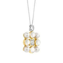 Pendentif Ti Sento - 6827YP Argent Doré Perles Synthétiques Et Oxyde De Zirconium Carré