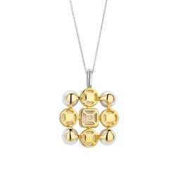 Pendentif Ti Sento - 6827YP Argent Doré Perles Synthétiques Et Oxyde De Zirconium Carré