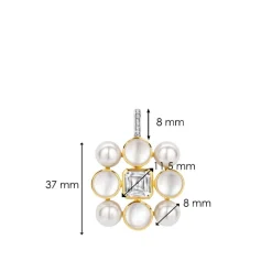 Pendentif Ti Sento - 6827YP Argent Doré Perles Synthétiques Et Oxyde De Zirconium Carré