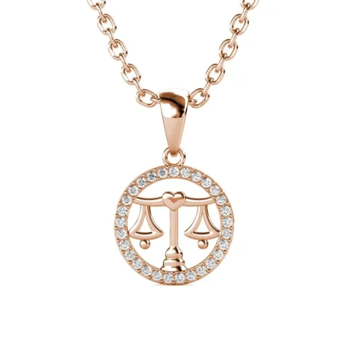 Pendentif Zodiaque Balance Or Rose