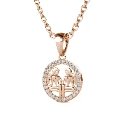 Pendentif Zodiaque Gémeaux Or Rose