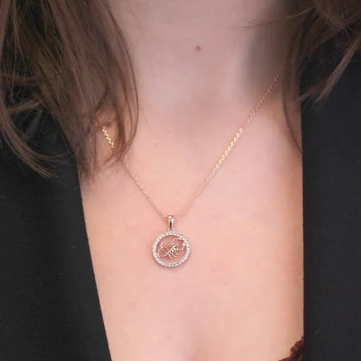 Pendentif Zodiaque Scorpion Or Rose