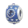 Perle argent et émail bleu incrustée de zircons et perles AM61264