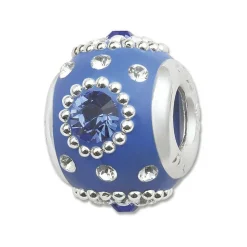 Perle argent et émail bleu incrustée de zircons et perles AM61264