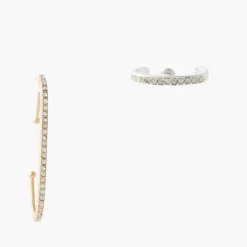 Set De 2 Bijoux D' Oreille Femme Balaboosté Avec Strass - 3502456534186 Métal Doré