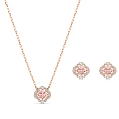 SET Swarovski 5516488 - Set collier et boucles d'oreilles métal rose pierres sertis blanc Femme